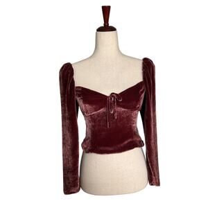 Wilfred Aritzia Regency Boho Ren Faire Corset Princess Sleeve Crop Top Velvet 4